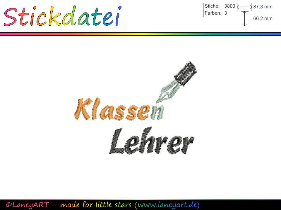 Stickdatei "Klasse(n) Lehrer"