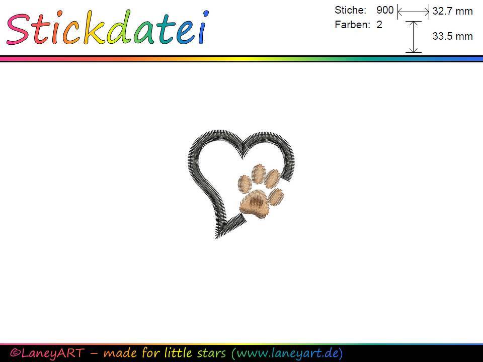Stickdatei "Hundepfote mit Herz"