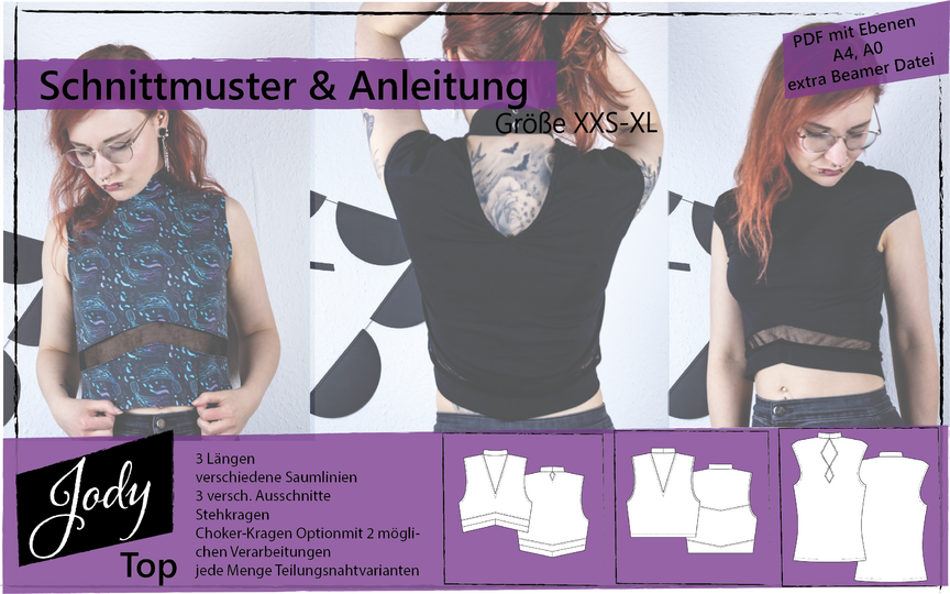 Digitales Schnittmuster & Anleitung für Damen-Top Jody