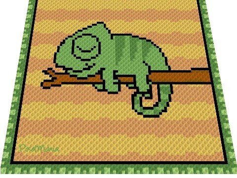 Häkelmuster * CHAMÄLEON * Grafik für C2C Decke