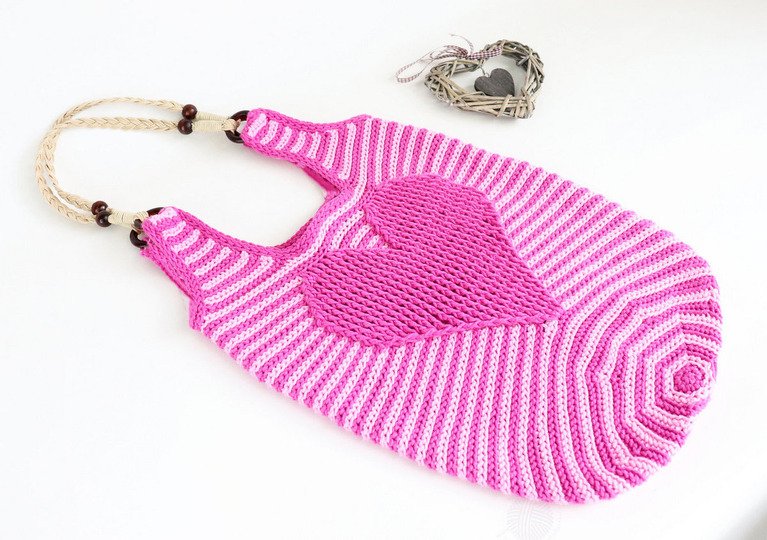 Einkaufs- & Strandtasche "L' Amour" (Gr. 45 x 36 cm; Reliefmuster)