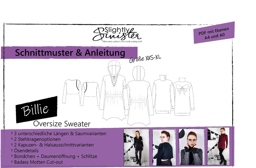 Digitales Schnittmuster & Anleitung für Damen-Oversize Sweatshirt Billie