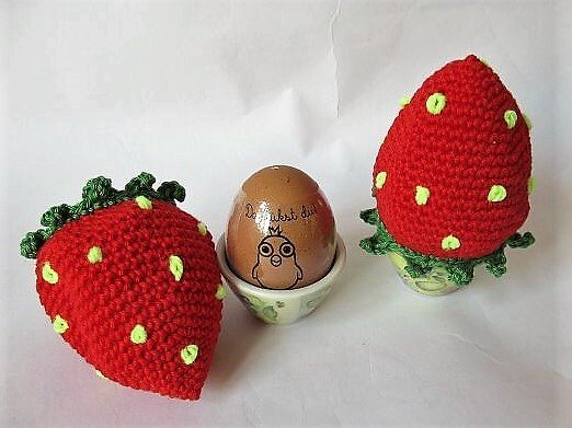 Häkelanleitung Eierwärmer Erdbeere