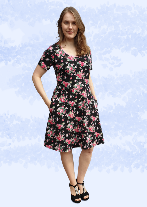 Isa – Jerseykleid mit glockigem Rock, Tulpenärmeln & Nahttaschen BU 80-116 - Bild 4