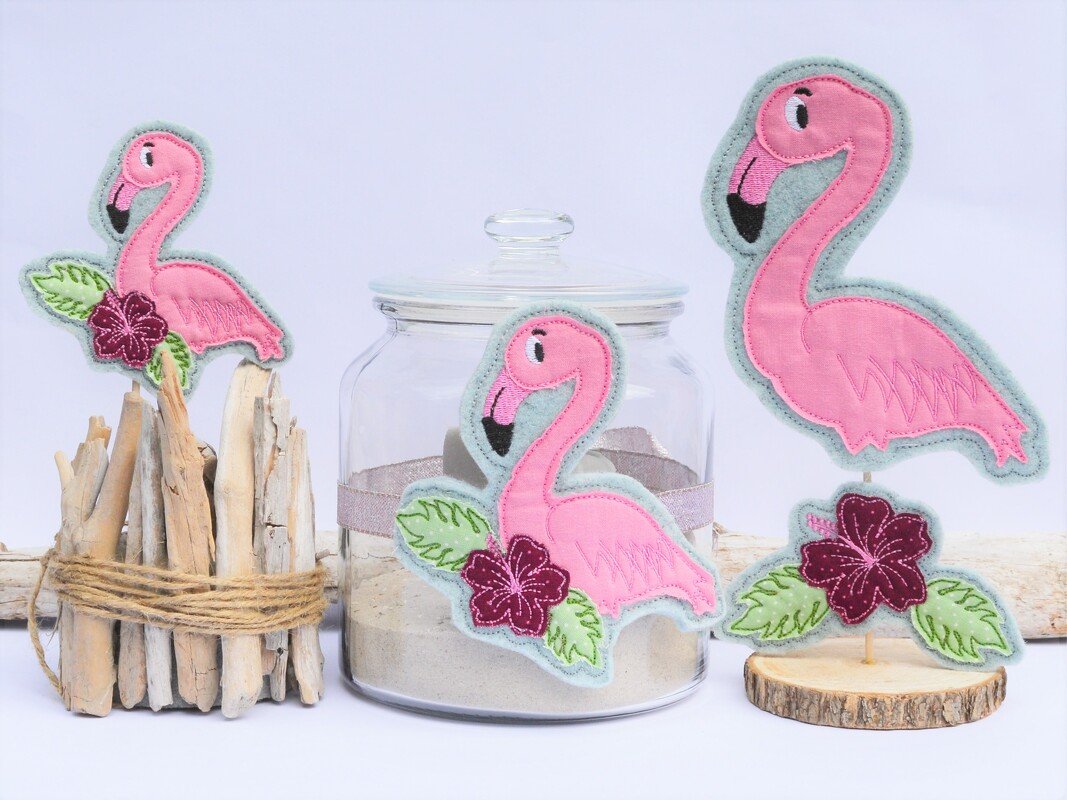 Stickdatei Flamingo ITH SET Stabstickdatei