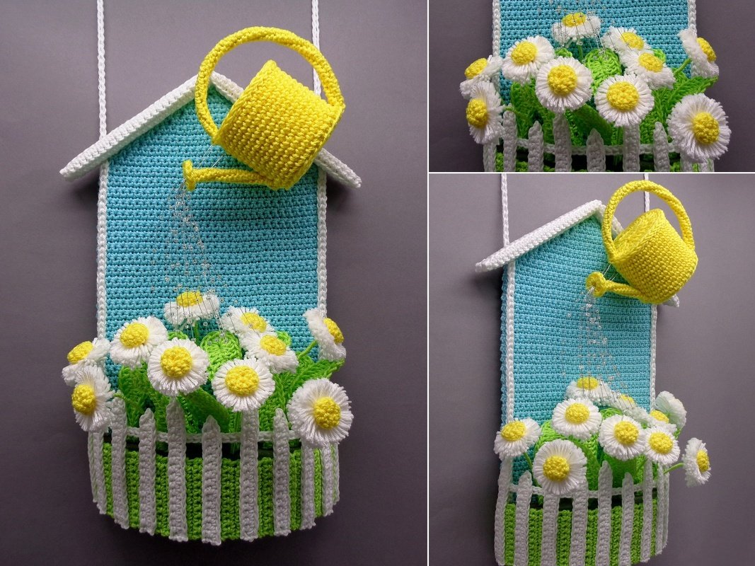 Crochet decoration your own little garden - from scraps of yarn
