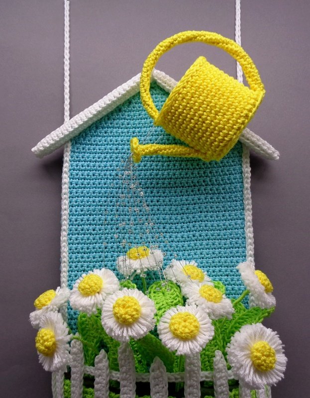 Häkel-Deko Dein Garten für Tür und Wand - einfach aus Wollresten