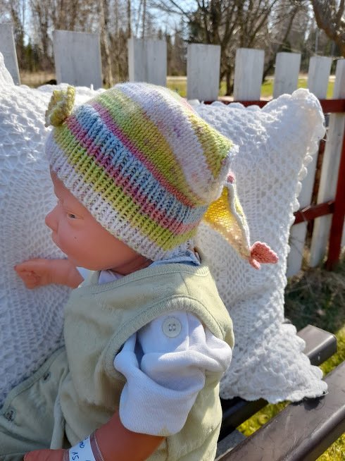 Baby Kopftuch in 2 Größen (Strickanleitung)