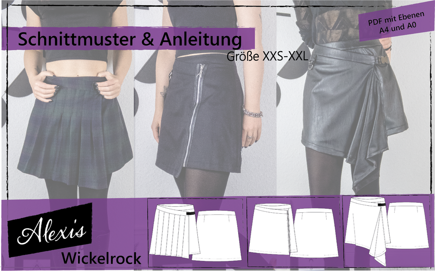 Digitales Schnittmuster & Anleitung für Damen-Wickelrock Alexis