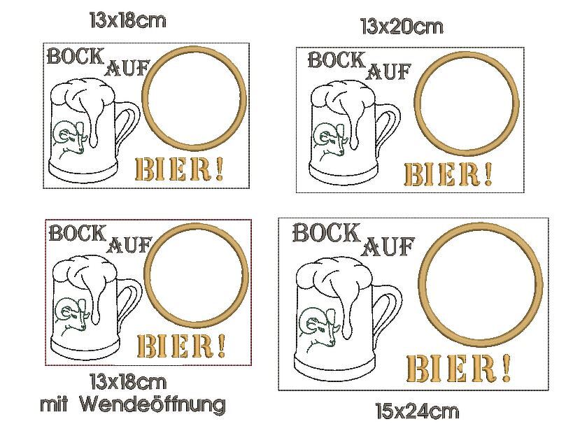 Stickdatei Bier ITH Mugrug verschiedene Größen - Bild 4