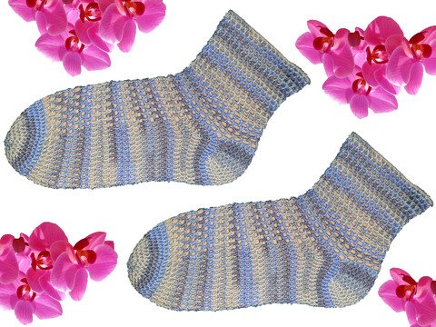 gehäkelte Socken Sommersocken mit Lochmuster „ohne Kitsch“ Häkelanleitung