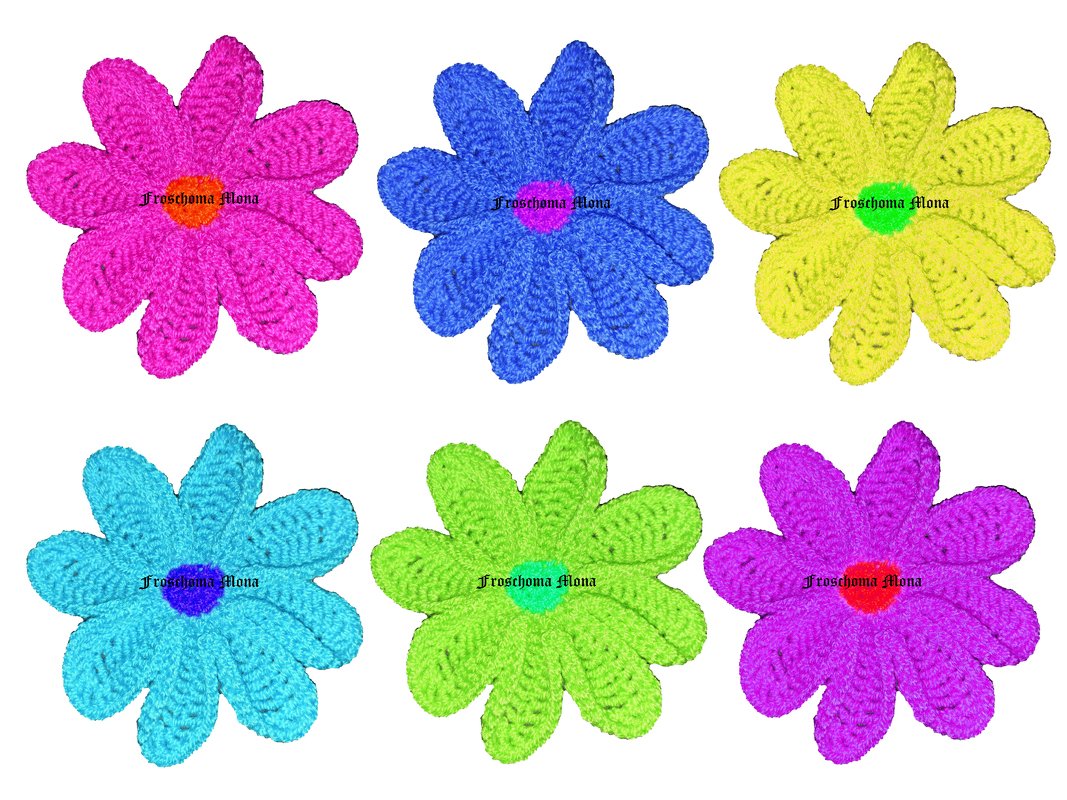 Applikation Blume häkeln mit 8 Blütenblättern Anleitung Blüte häkeln Deko - Bild 2