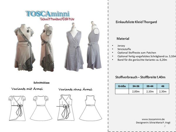 Wrap dress Thorgard size 34-46 pattern