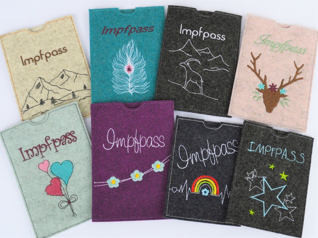 Stickdatei Impfpass Impfpasshülle 10 Motive