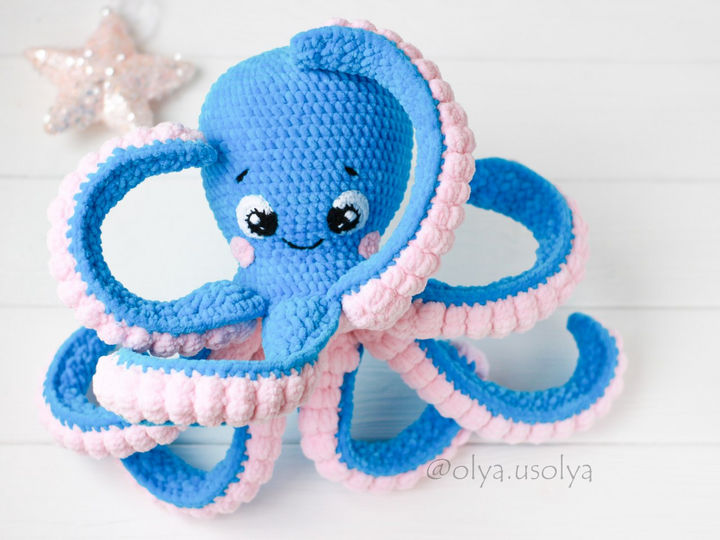 Häkelanleitung Oktopus Ostin - Amigurumi aus Plüschgarn