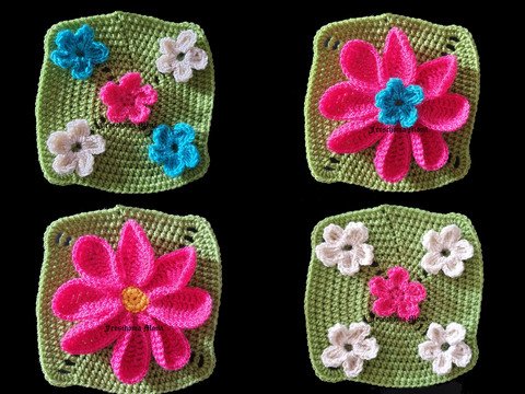 fixe Blumengranny „Blumenwiese“ 3 Häkelanleitungen Vierecke Granny häkeln