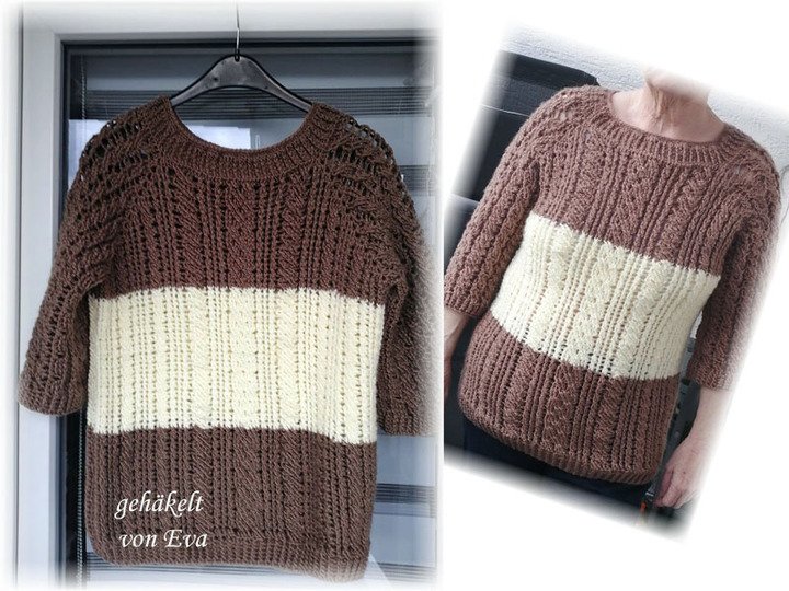 Häkelanleitung RVO Zopf Pullover Freya