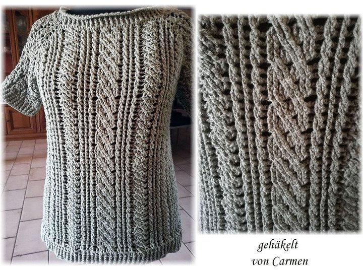 Häkelanleitung RVO Zopf Pullover Freya