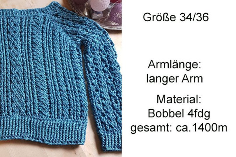 Häkelanleitung RVO Zopf Pullover Freya