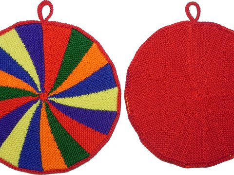 Topflappen Karussell (Ideal für Restwolle), Anleitung zum Selberstricken