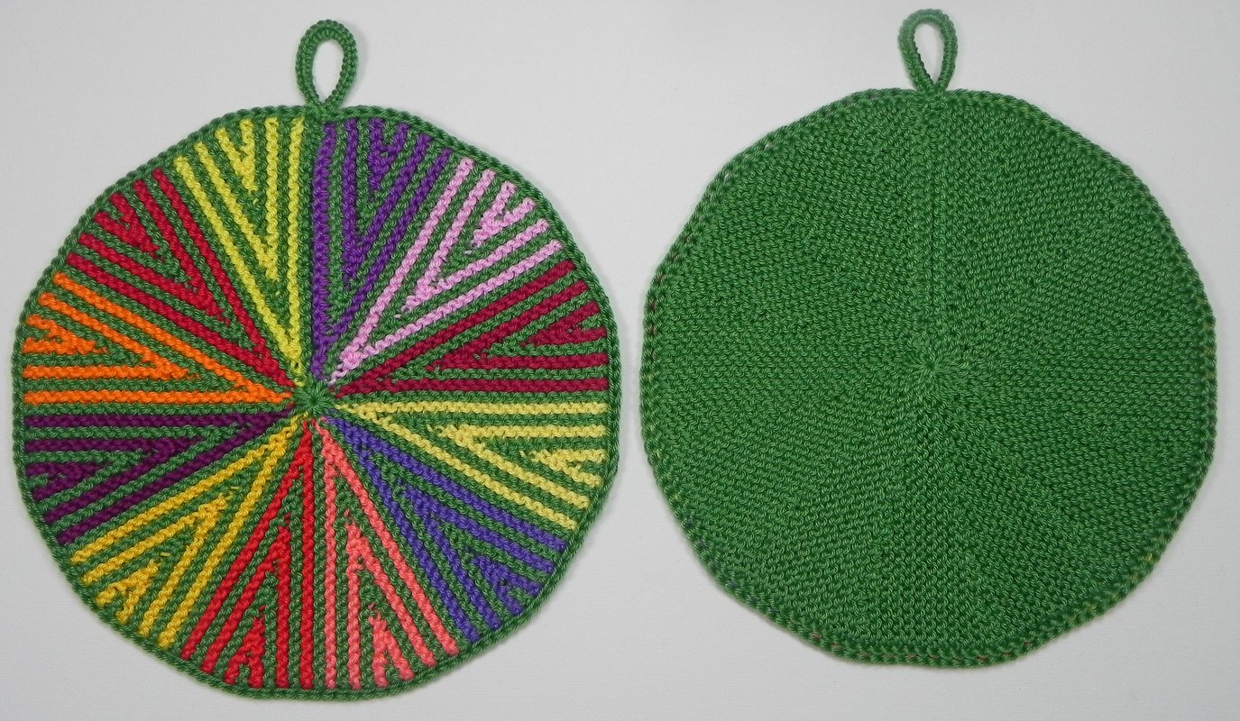 Topflappen Prisma-Kreis (Ideal für Restwolle), Anleitung zum Selberstricken - Bild 5