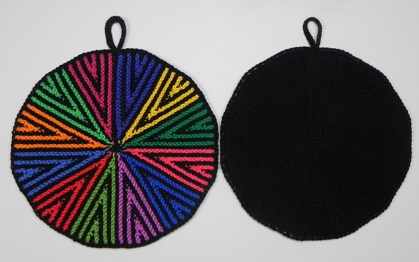 Topflappen Prisma-Kreis (Ideal für Restwolle), Anleitung zum Selberstricken