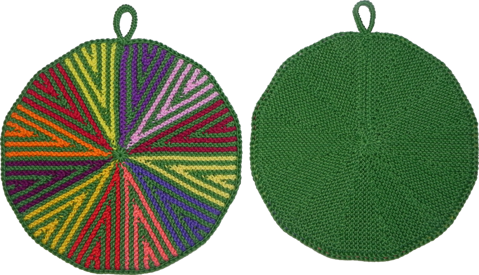 Topflappen Prisma-Kreis (Ideal für Restwolle), Anleitung zum Selberstricken