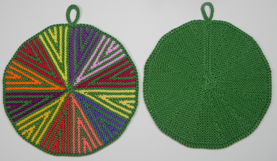 Topflappen Prisma-Kreis (Ideal für Restwolle), Anleitung zum Selberstricken