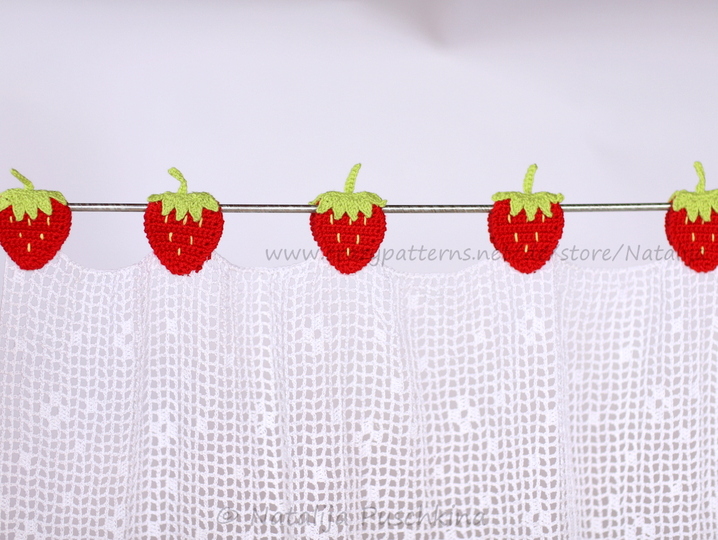 Erdbeeren Zeit kommt... H&auml;kelanleitung f&uuml;r Gardine und Topflappen