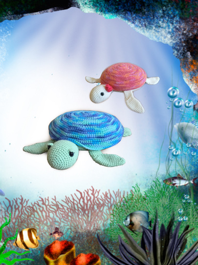 Häkelanleitung Wasserschildkröte Shelly und Babyschildkröte