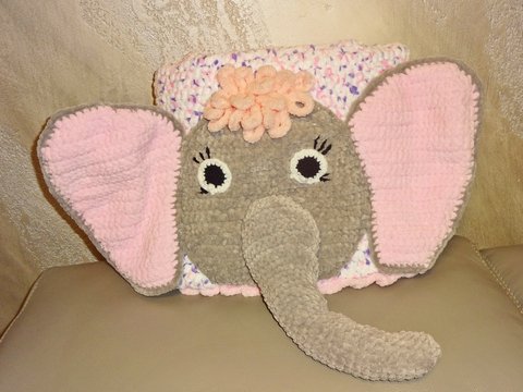 Applikation Elefant für Baby-Decke, gehäkelt von DaDaDe