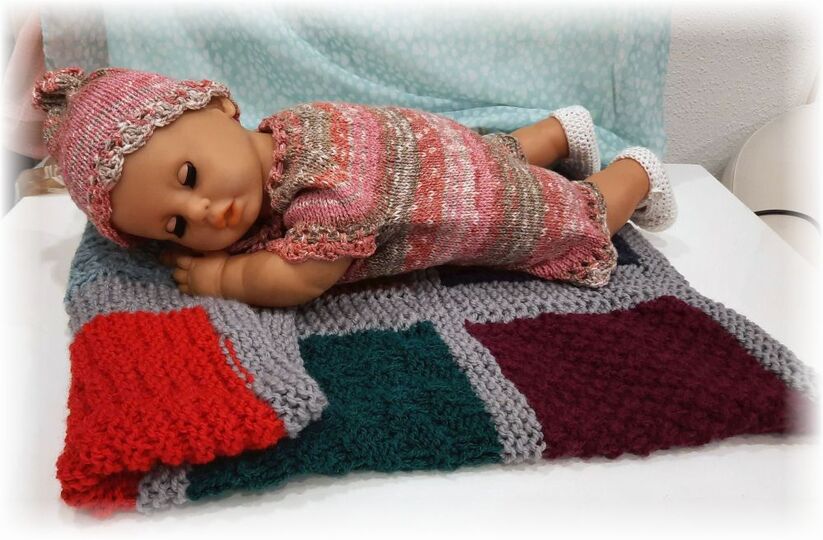 Strickanleitung Babydecke Wendedecke Patchwork Design