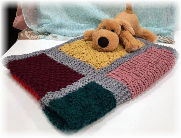 Strickanleitung Babydecke Wendedecke Patchwork Design