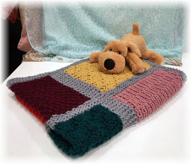 Strickanleitung Babydecke Wendedecke Patchwork Design