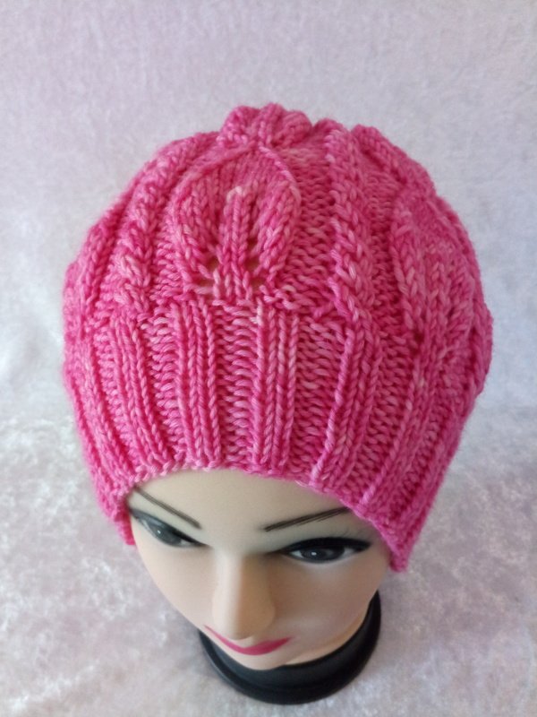 Mützenanleitung großes Blatt für Kopfumpfang 53 bis 57 cm