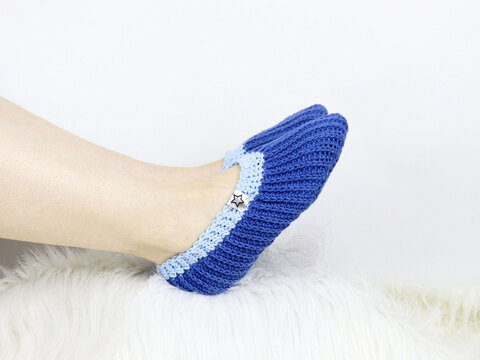 Ballerinas (Slippers) für Zuhause (Gr. 36-43, Rippenmuster)