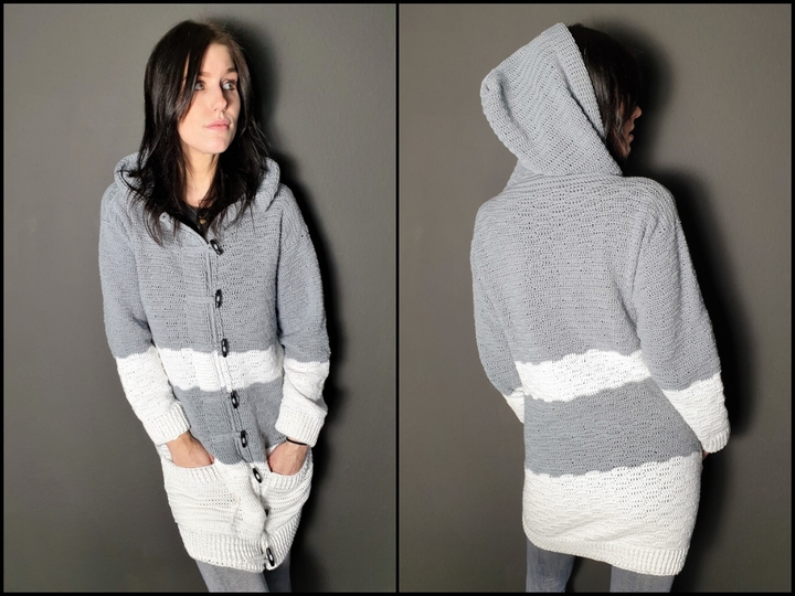 181 Häkelanleitung Häkeljacke Häkelmantel Marion in Größe 34 bis 52