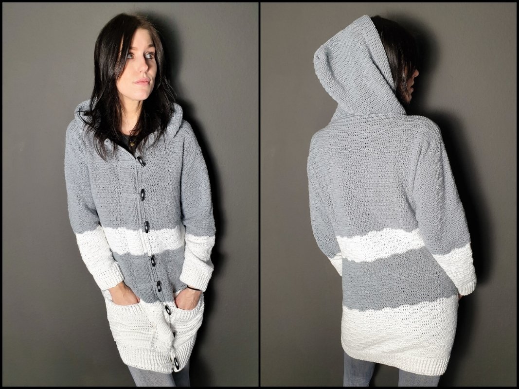 181 Häkelanleitung Häkeljacke Häkelmantel Marion in Größe 34 bis 52