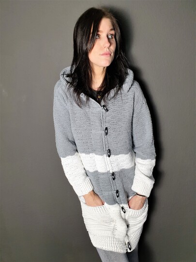 181 Häkelanleitung Häkeljacke Häkelmantel Marion in Größe 34 bis 52