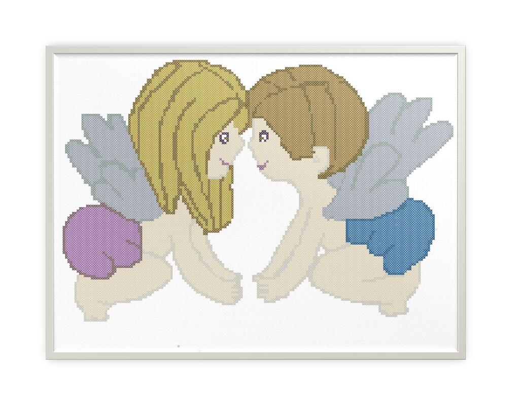 Gemini angels cross stitch pattern