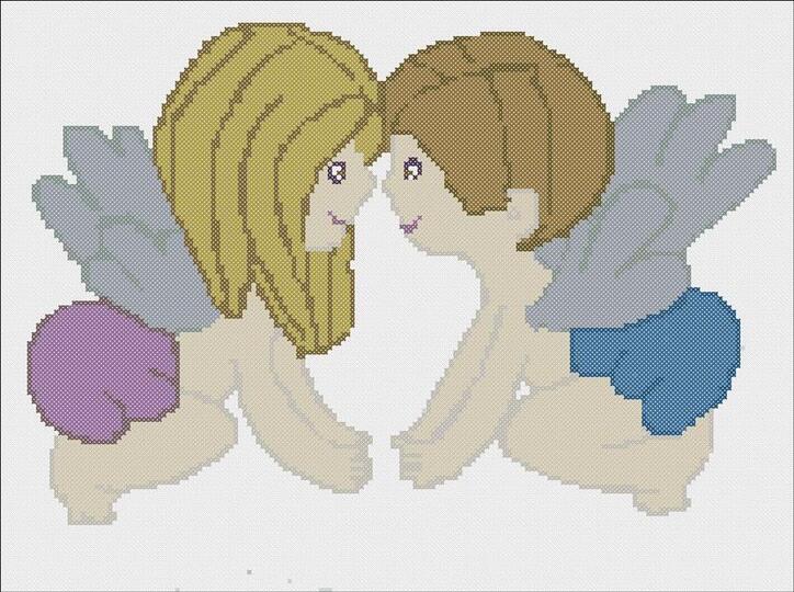 Gemini angels cross stitch pattern