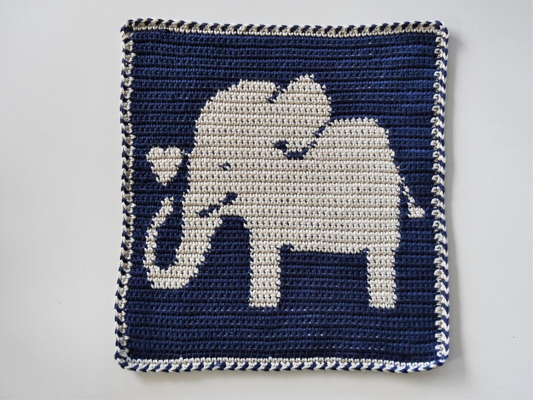 Häkelanleitung Tuch / Waschlappen "Elo Elefant"