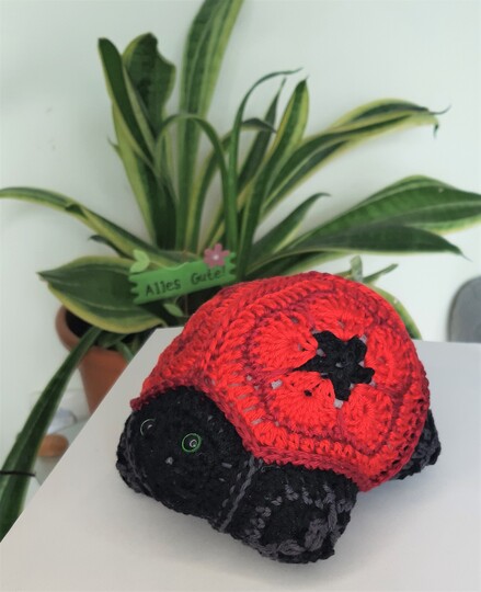 Mario the Ladybug crocheted with African Flowers