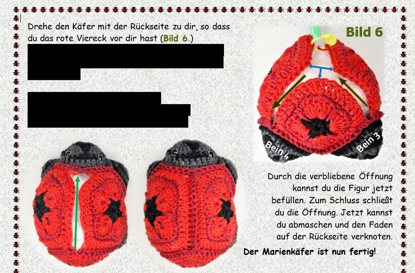 Mario the Ladybug crocheted with African Flowers