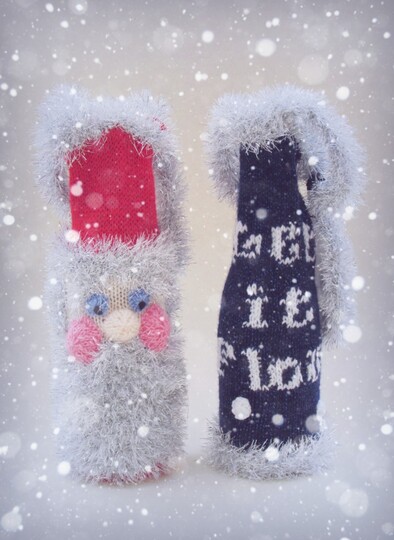 Christmas Wine Gift Bags Knitting Pattern