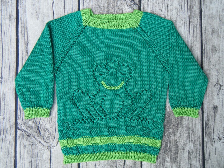 Knitting pattern kids jumper "froggy" top down