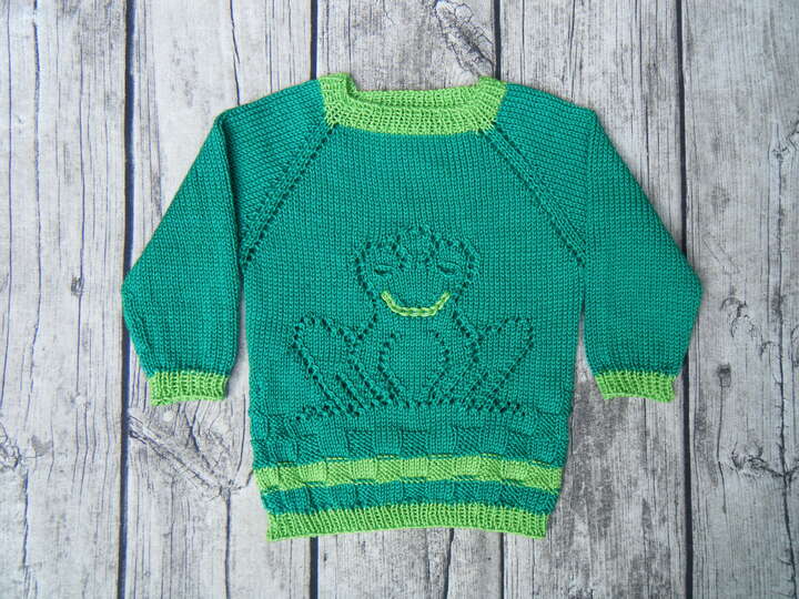 Knitting pattern kids jumper "froggy" top down