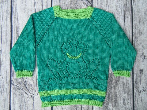 Strickanleitung Kinderpulli "Froscherl" RVO