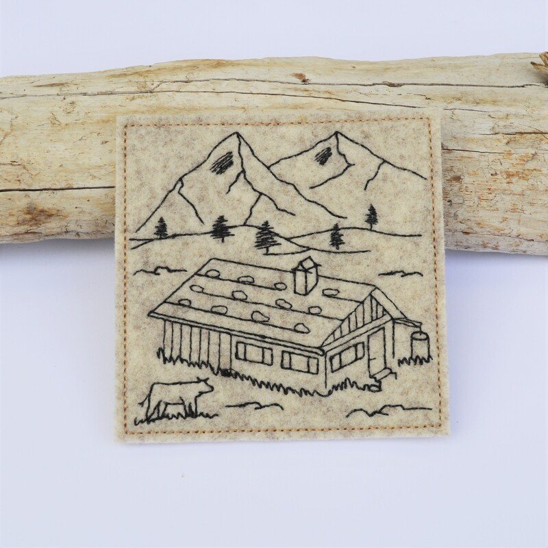 Stickdatei Berge Alm Untersetzer 10x10cm - Bild 6