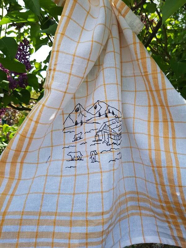 Stickdatei Berge Alm Almwiese Berg Redwork 4 Größen - Bild 13